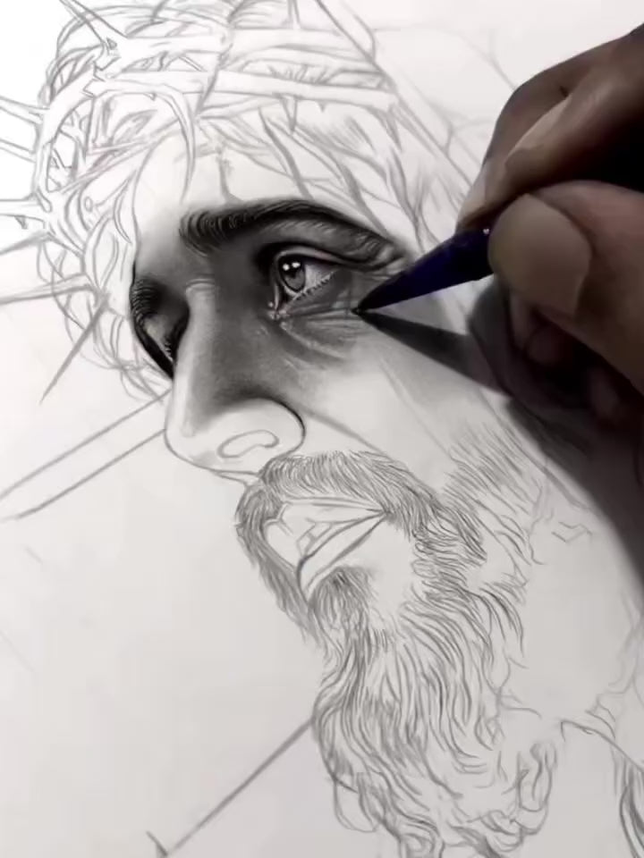The Sacred Sacrifice – Black & White Jesus Art Print